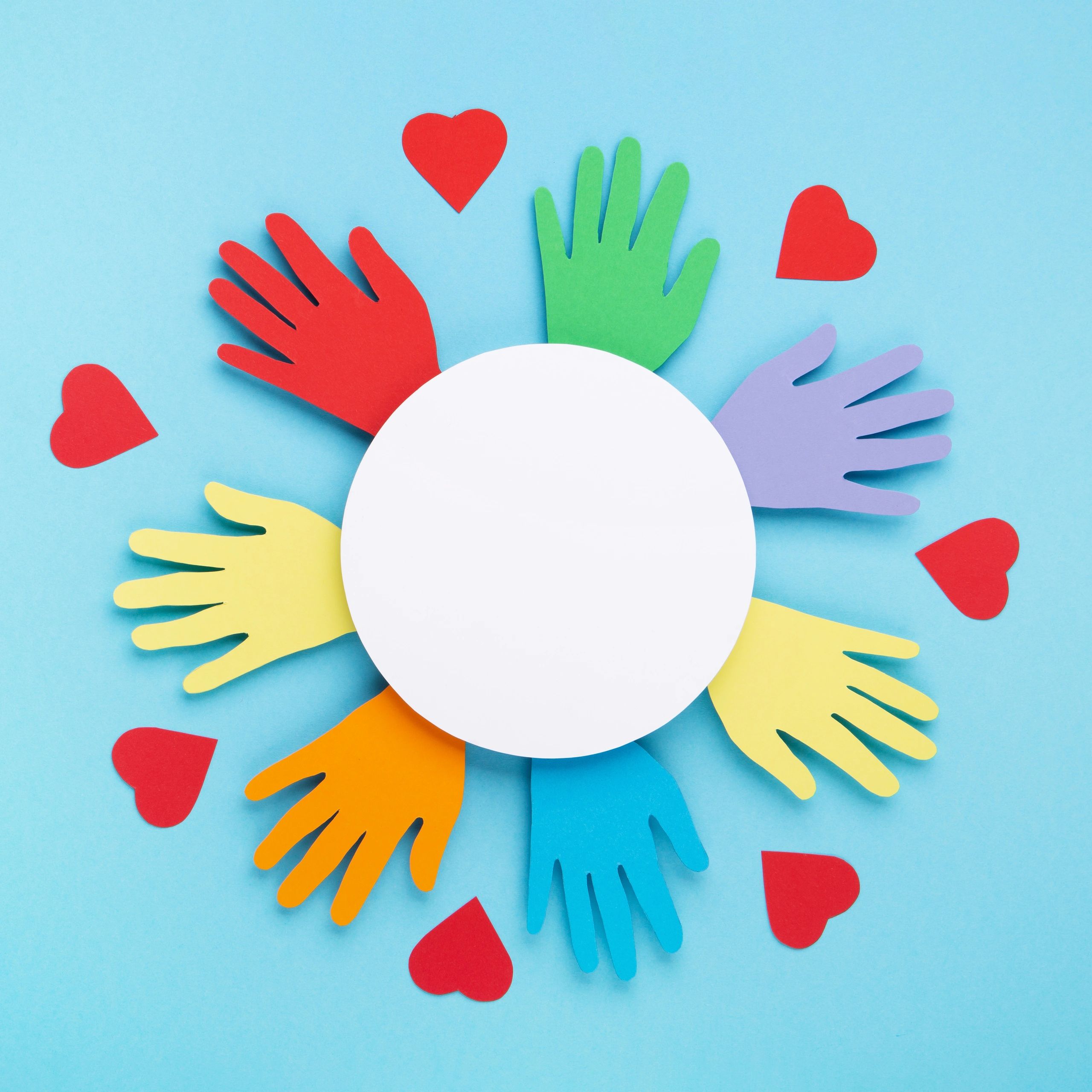Colorful hands circle community illustration